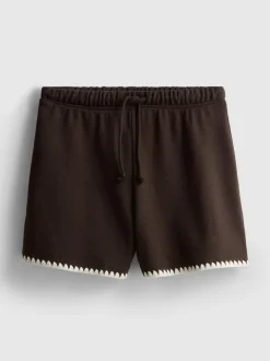 Shorts mit hohem Baumwollanteil und Häkelbesatz