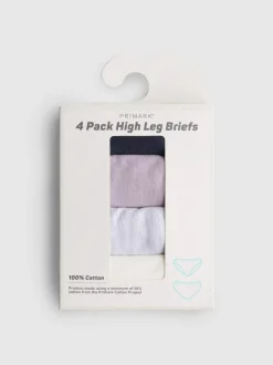 Slips aus reiner Baumwolle mit hohem Beinausschnitt, 4er-Pack