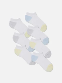 Sneakersocken mit Kontrastspitze, 7er-Pack