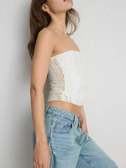 Spitzen-Bandeau-Top aus Baumwollmischung