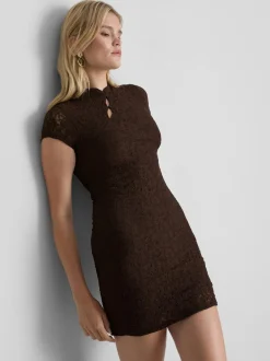 Spitzen-Minikleid mit Stehkragen