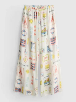 Strandhose mit weitem Bein und Muster