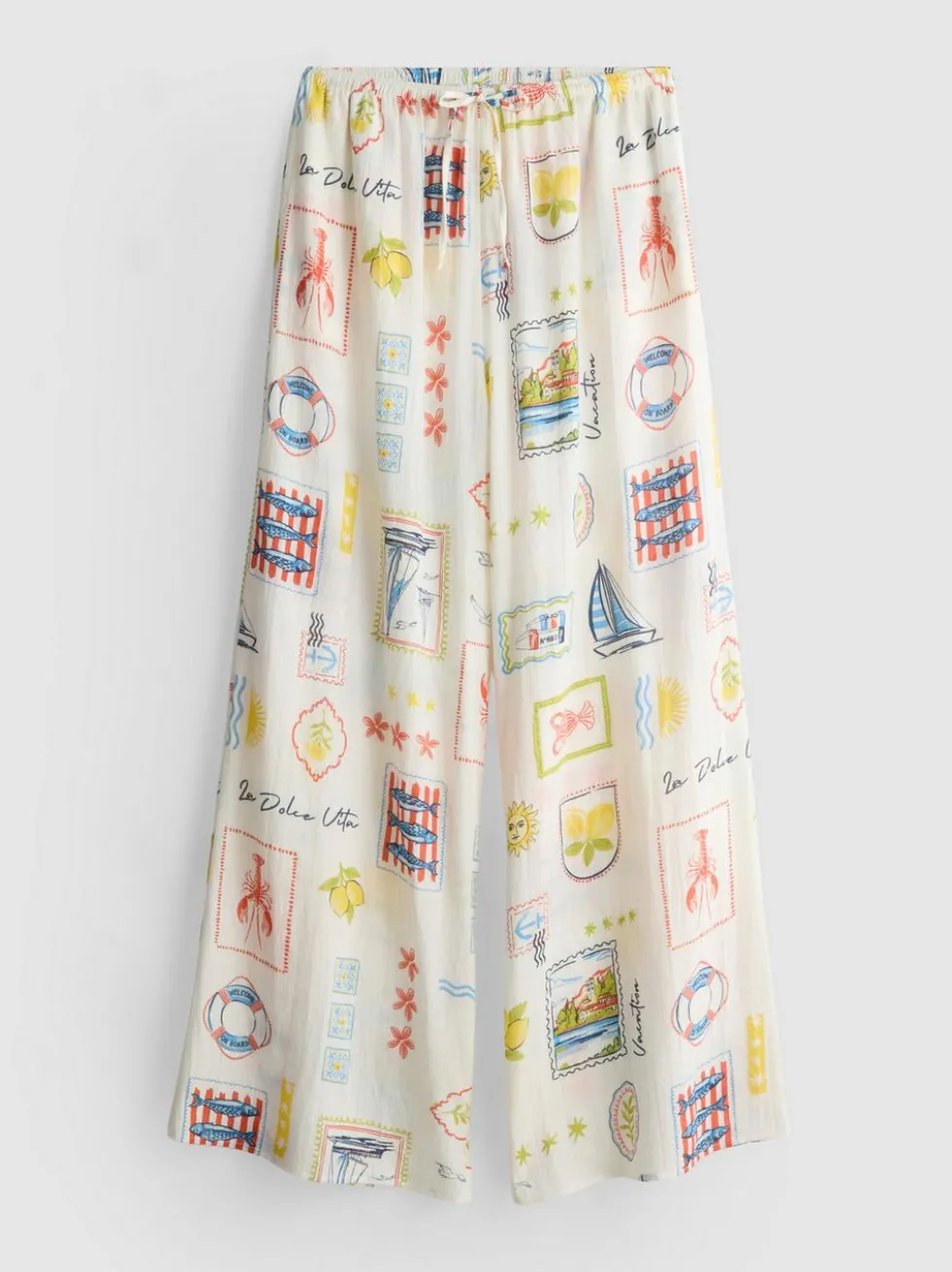 Strandhose mit weitem Bein und Muster