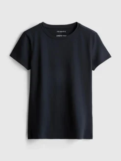 Stretch-T-Shirt aus Baumwolle mit Rundhalsausschnitt