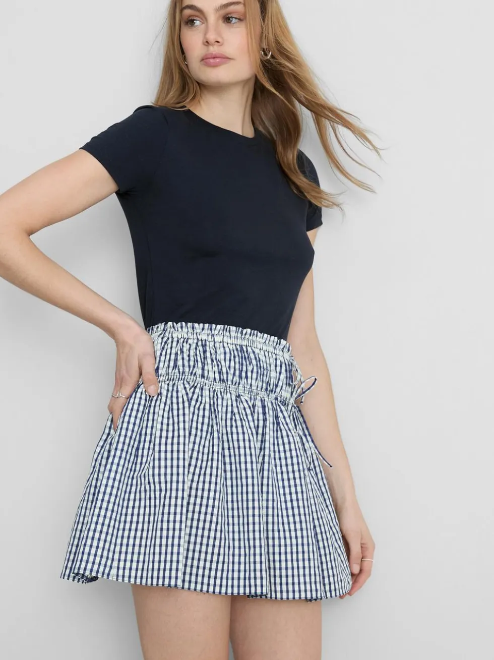 Stretch-T-Shirt aus Baumwolle mit Rundhalsausschnitt