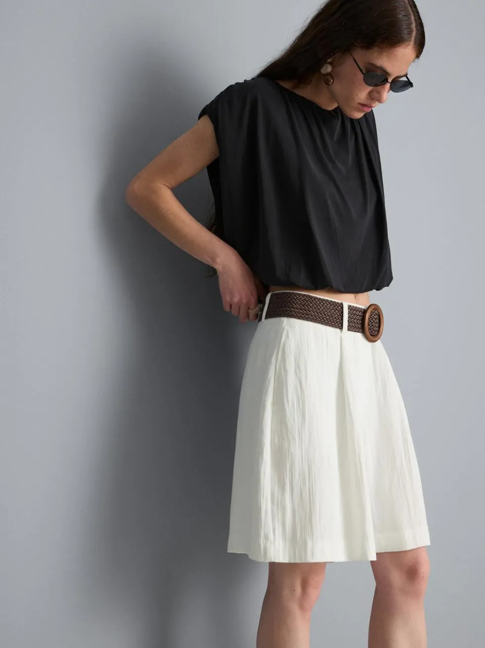 Strukturierte Bermudashorts mit Gürtel