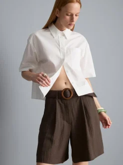 Strukturierte Bermudashorts mit Gürtel