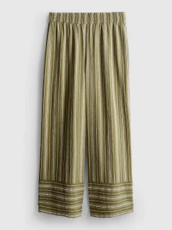 Strukturierte, gestreifte Hose mit weitem Bein