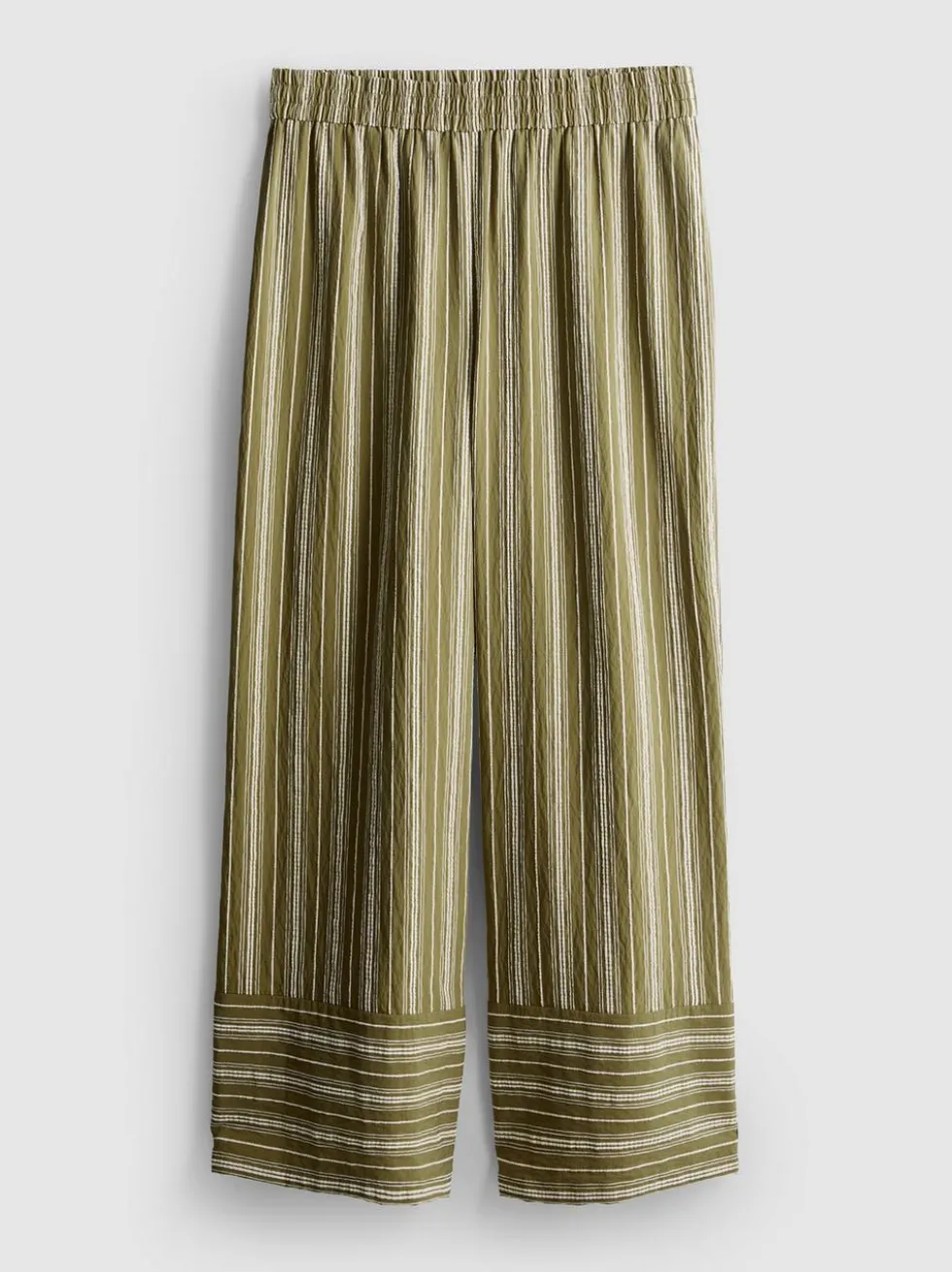 Strukturierte, gestreifte Hose mit weitem Bein