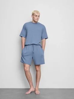 Strukturierte Schlafanzugshorts mit Kordelzug
