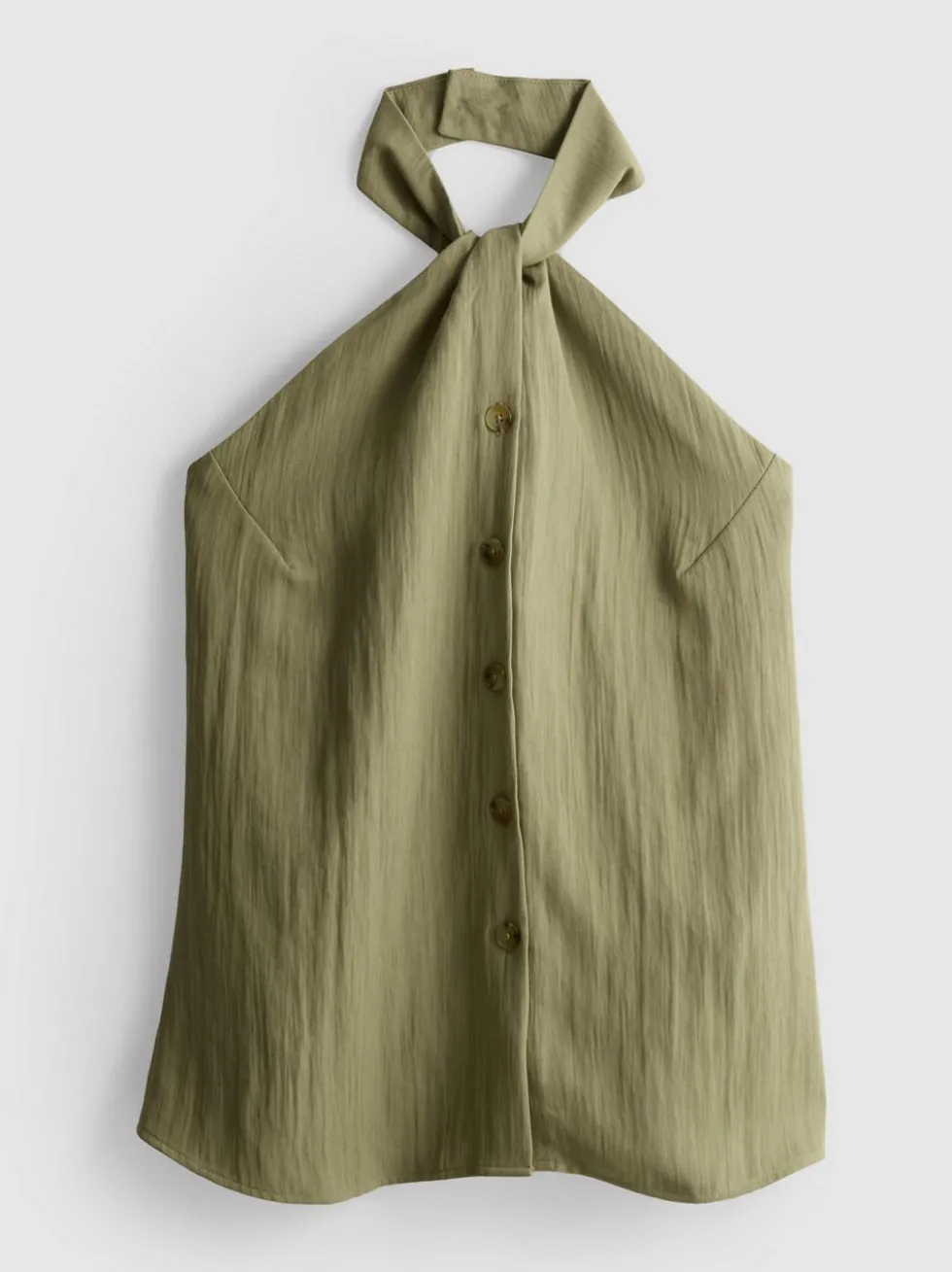Strukturiertes Neckholder-Top mit Knopfleiste