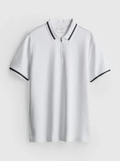 Strukturiertes Poloshirt mit Reißverschluss