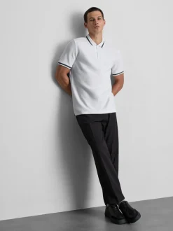 Strukturiertes Poloshirt mit Reißverschluss