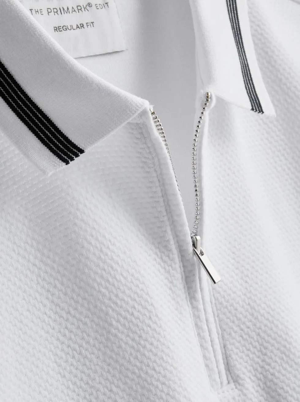 Strukturiertes Poloshirt mit Reißverschluss