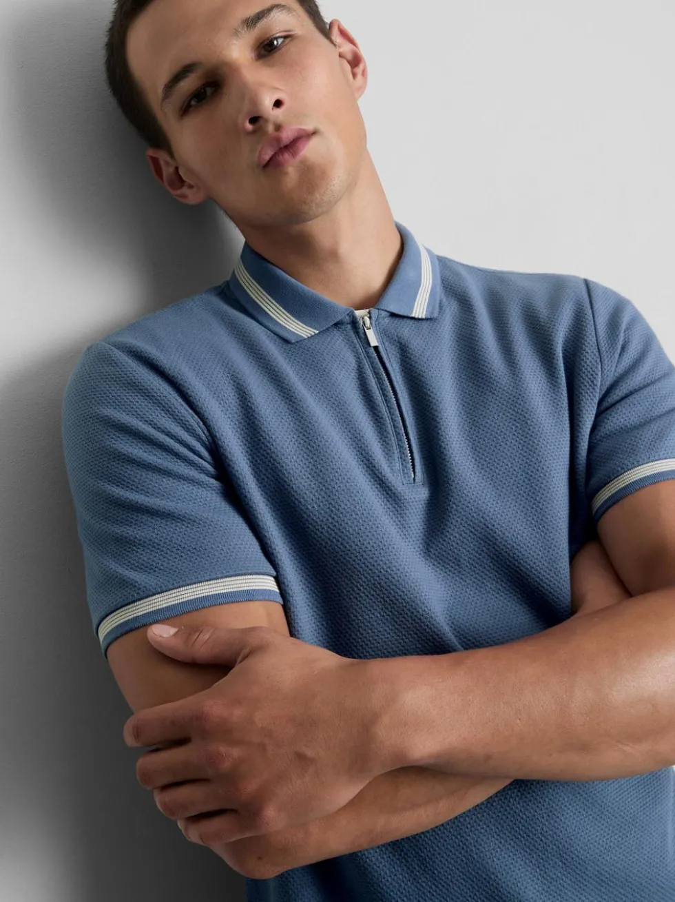 Strukturiertes Poloshirt mit Reißverschluss