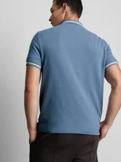 Strukturiertes Poloshirt mit Reißverschluss
