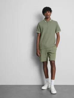 Strukturiertes Poloshirt mit Reißverschluss