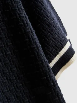 Strukturiertes „The Edit“ Poloshirt mit Reißverschluss