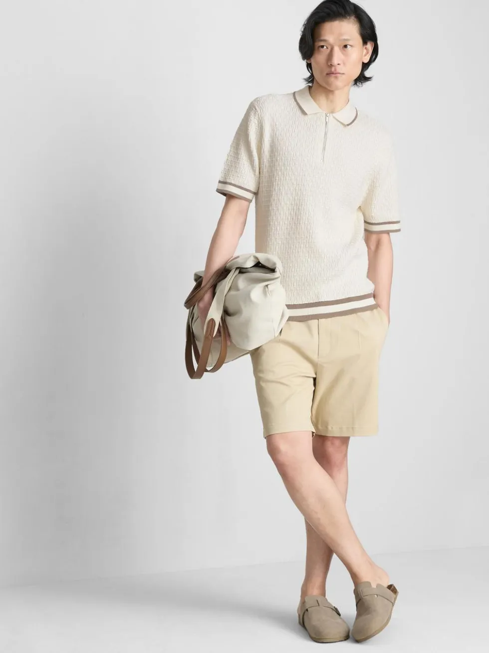 Strukturiertes „The Edit“ Poloshirt mit Reißverschluss