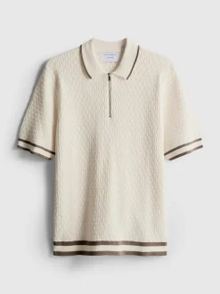 Strukturiertes „The Edit“ Poloshirt mit Reißverschluss