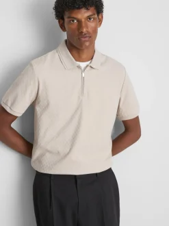 Strukturiertes „The Edit“ Poloshirt mit Reißverschluss
