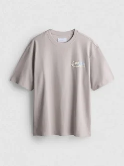 Strukturiertes T-Shirt mit Logo-Grafik