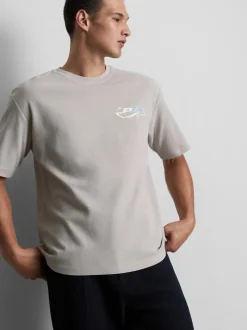 Strukturiertes T-Shirt mit Logo-Grafik