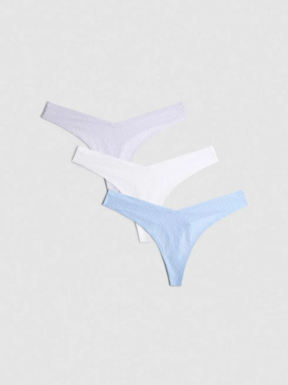Strukturierte Tangas mit hohem Beinschnitt, 3er-Pack