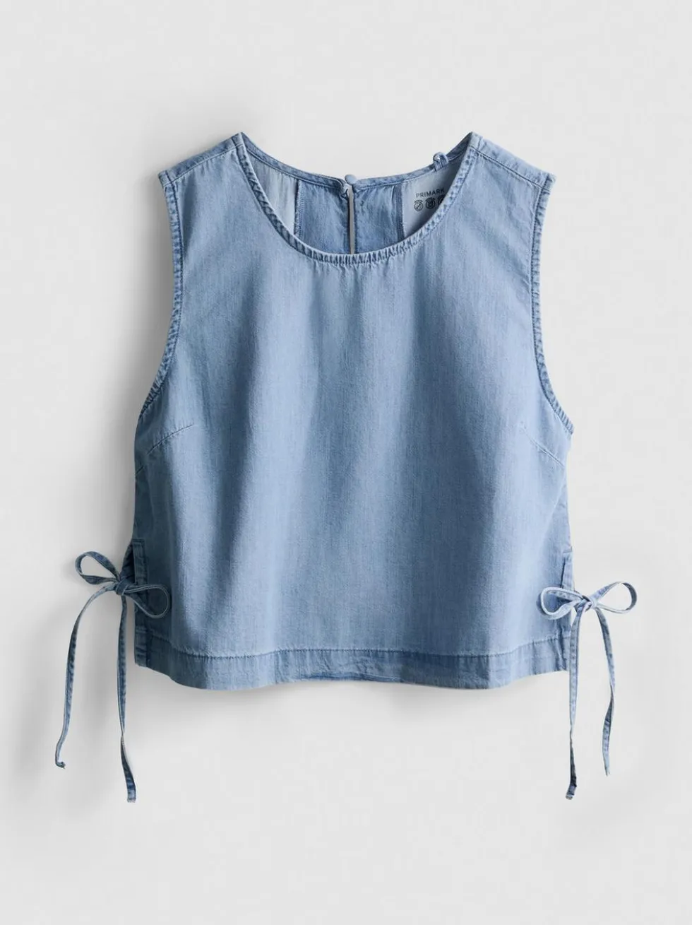 Tanktop aus Baumwoll-Denim mit seitlichen Bindebändern