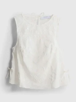 Tanktop mit Blumenstickerei zum Binden