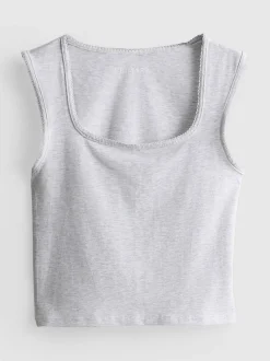Tanktop mit hohem Baumwollanteil und Bogenkante
