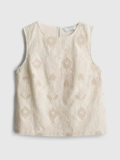 „The Edit“ Baumwoll-Tanktop mit Lochstickerei