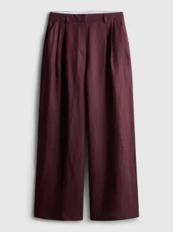 „The Edit“ Leinenhose mit weitem Bein und Bundfalten