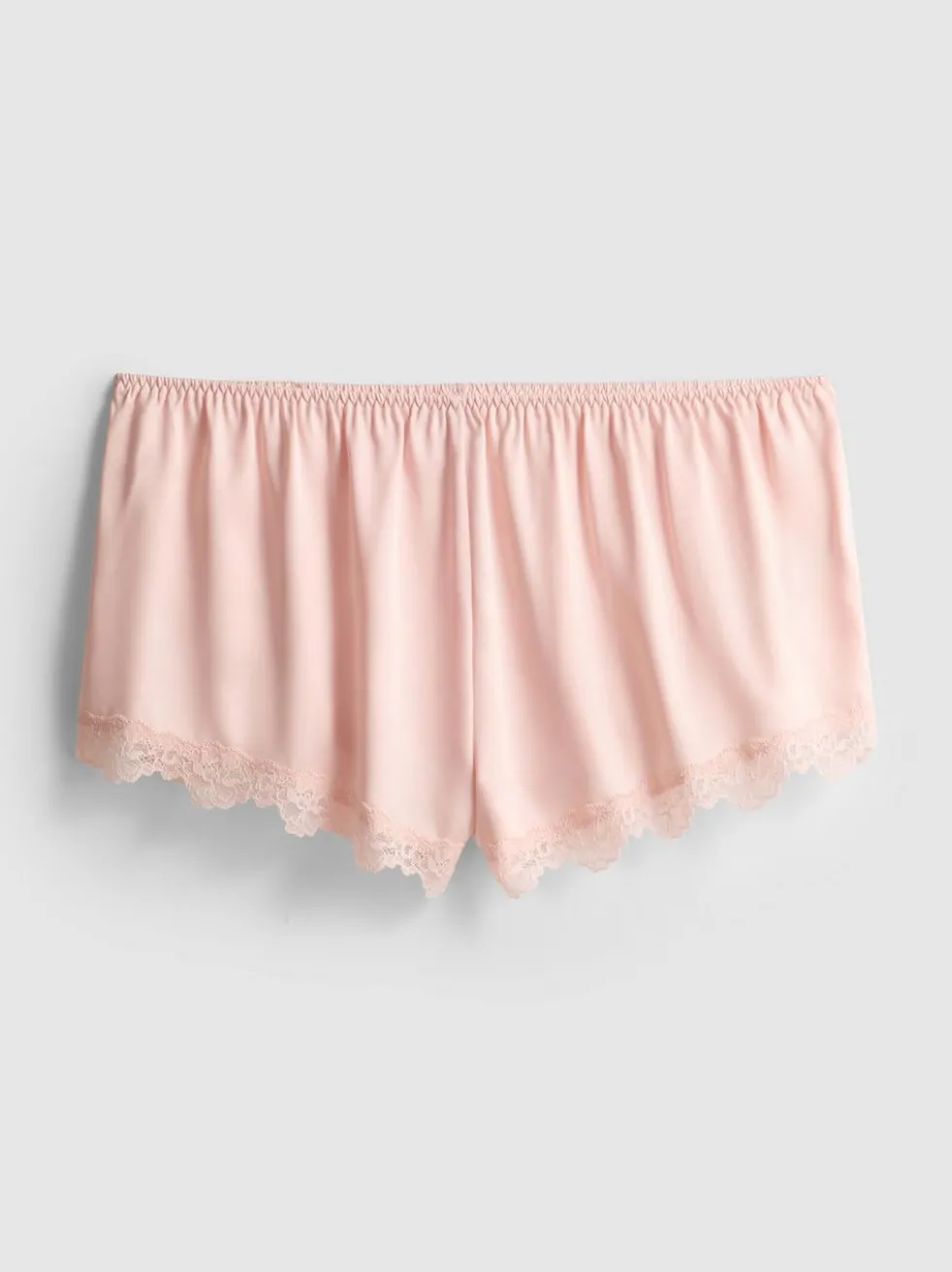 „The Edit“ Satin-Schlafshorts mit Spitzenbesatz