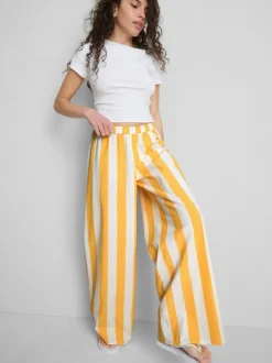 The Primark Scene | Gestreifte Baumwollhose mit weitem Bein