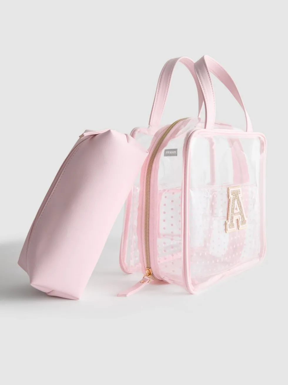 Transparentes Make-up-Taschen-Set mit Initiale