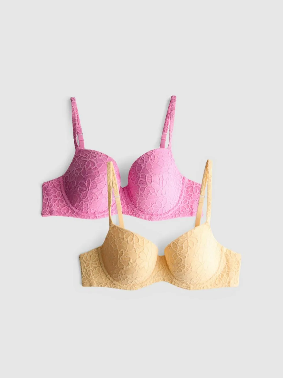 T-Shirt-BHs mit floralem Netzstoff, A-D, 2er-Pack