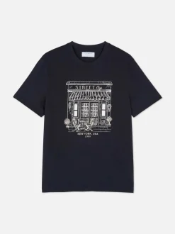 T-Shirt mit Café-Grafik