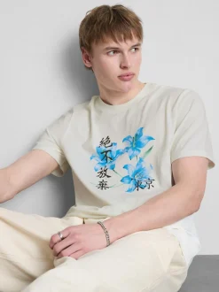 T-Shirt mit Grafik und Blumenmotiv