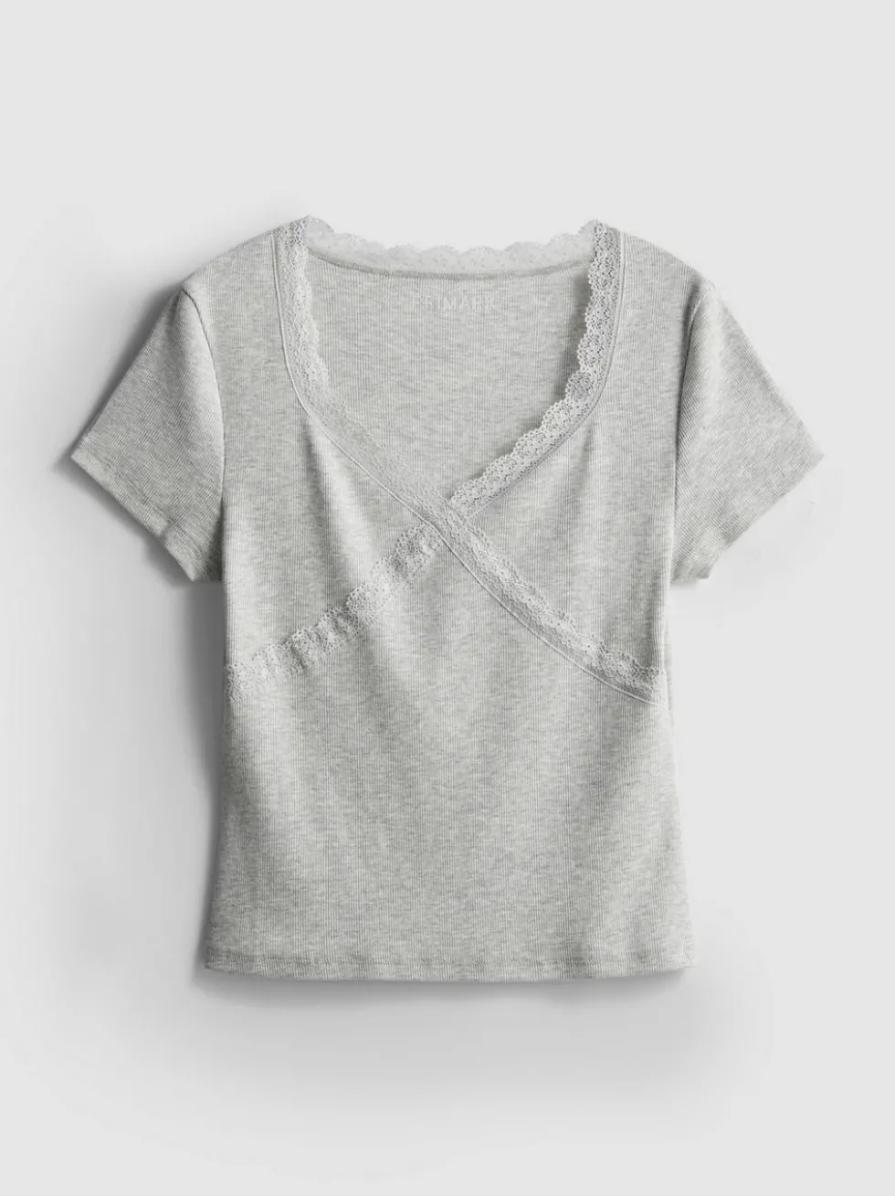 T-Shirt mit Spitzenbesatz und hohem Baumwollanteil