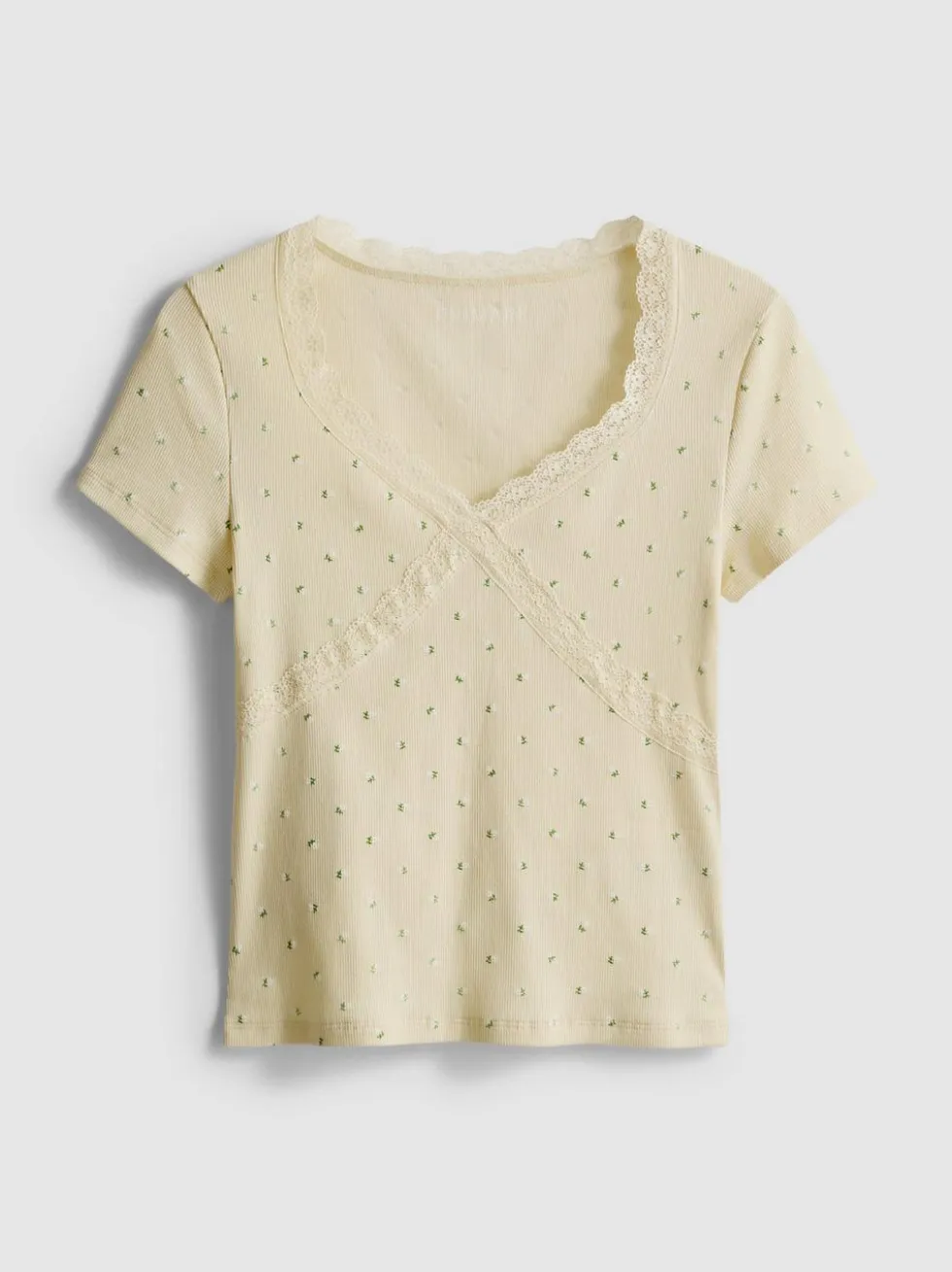 T-Shirt mit Spitzenbesatz und hohem Baumwollanteil