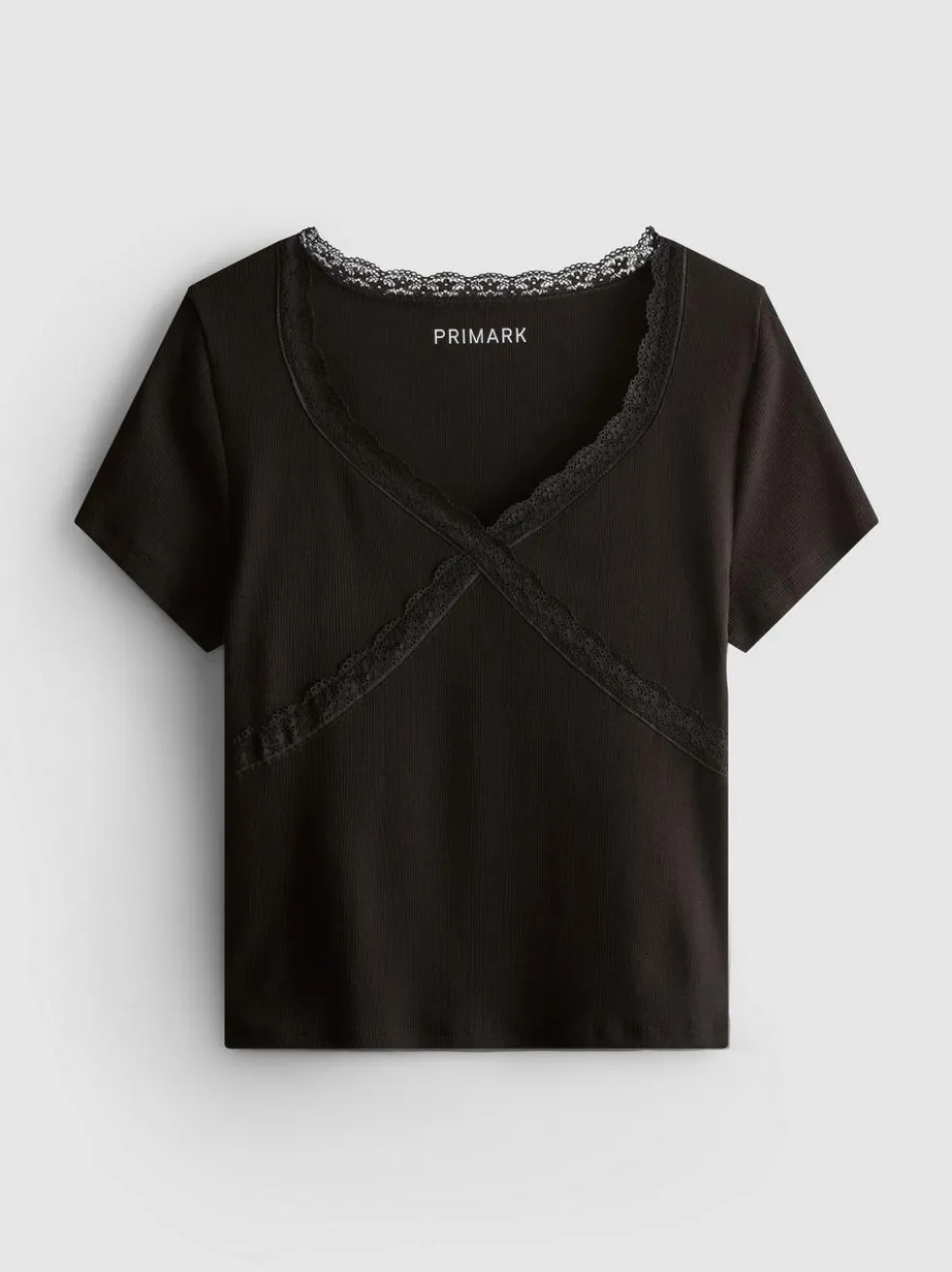 T-Shirt mit Spitzenbesatz und hohem Baumwollanteil