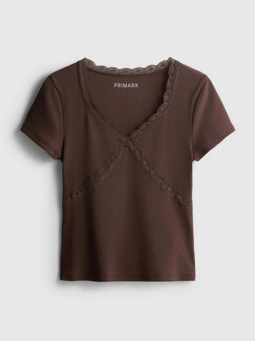 T-Shirt mit Spitzenbesatz und hohem Baumwollanteil