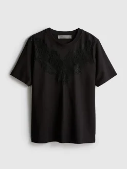 T-Shirt mit Spitzeneinsatz