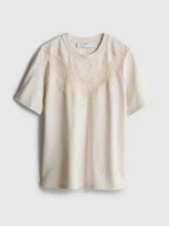 T-Shirt mit Spitzeneinsatz