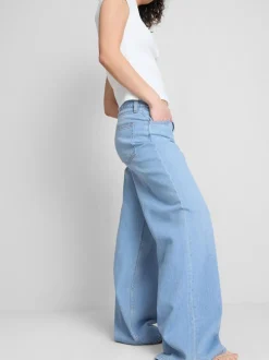 Weite Baumwoll-Jeans mit mittlerer Leibhöhe