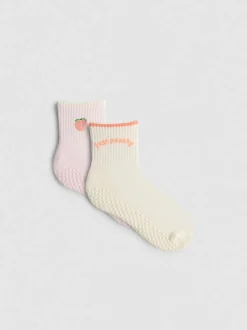 Yoga-Crew-Socken mit Pfirsichmotiv, 2er-Pack
