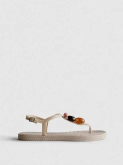 Zehenstegsandalen mit Perlen